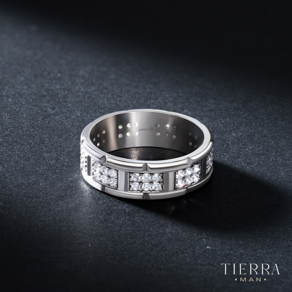 Nhẫn nam kim cương tự nhiên NNA8013 thiết kế mới lạ, đẳng cấp